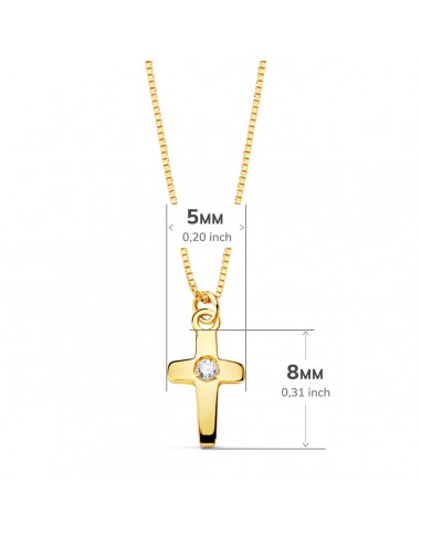 18K GARGANTILLA CRUZ 8 X 5MM. 1 DIAMANTE 0,015QT. CADENA VENECIANA 45CM. G-VS2