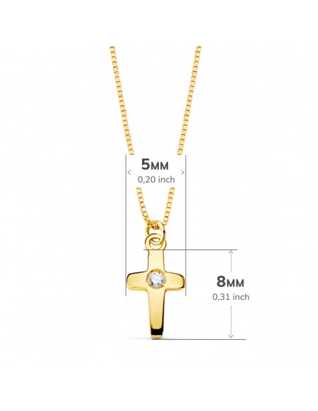 18K GARGANTILLA CRUZ 8 X 5MM. 1 DIAMANTE 0,015QT. CADENA VENECIANA 45CM. G-VS2