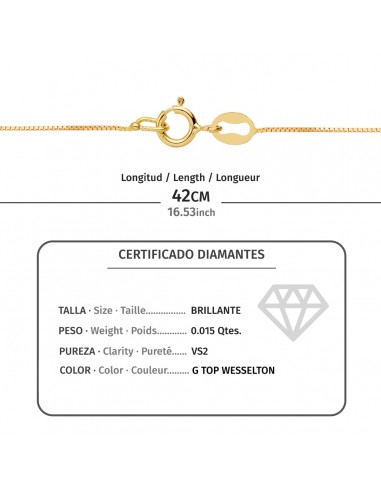 18K GARGANTILLA CRUZ 8 X 5MM. 1 DIAMANTE 0,015QT. CADENA VENECIANA 45CM. G-VS2