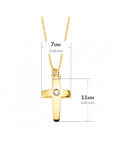 18K GARGANTILLA CRUZ 11 X 7MM.1 DIAMANTE 0,015QT. CADENA VENECIANA 45CM. G-VS2