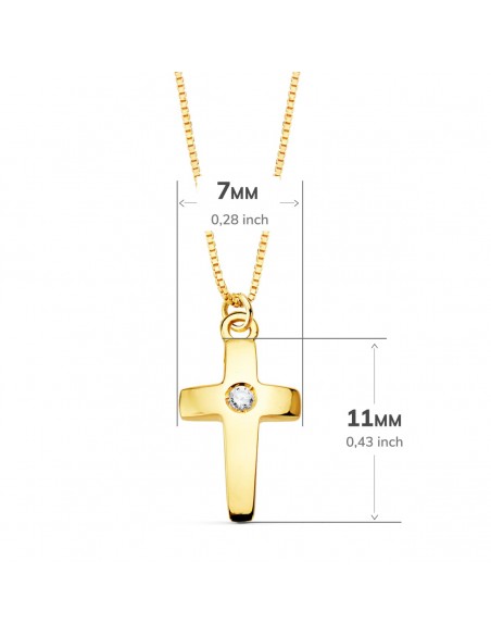 18K GARGANTILLA CRUZ 11 X 7MM.1 DIAMANTE 0,015QT. CADENA VENECIANA 45CM. G-VS2