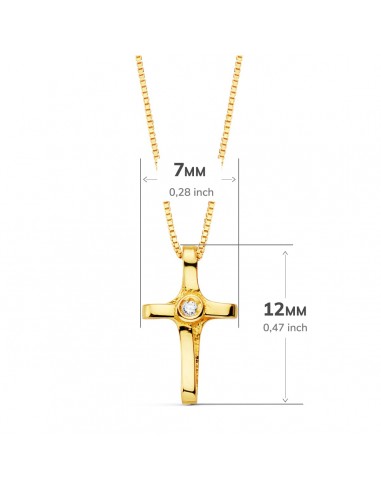 18K GARGANTILLA CRUZ 12 X 7MM.1 DIAMANTE 0,010 QT.CADENA VENECIANA 45CM. G-VS2