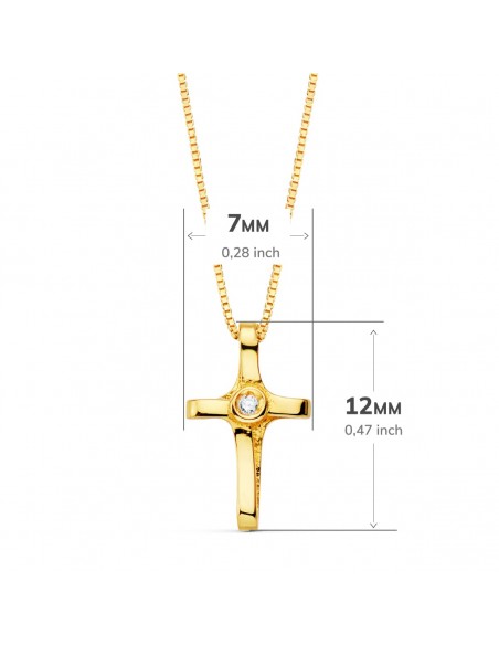 18K GARGANTILLA CRUZ 12 X 7MM.1 DIAMANTE 0,010 QT.CADENA VENECIANA 45CM. G-VS2