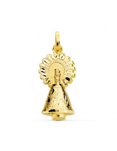 18K MEDALLA ORO AMARILLO VIRGEN DEL PILAR SILUETA TALLADA 26 MM
