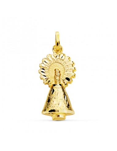 18K MEDALLA ORO AMARILLO VIRGEN DEL PILAR SILUETA TALLADA 26 MM