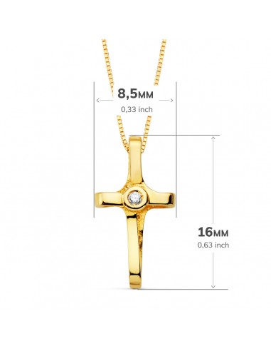 18K GARGANTILLA CRUZ 16 X 8,5MM.1 DIAMANTE 0,015QT.CADENA VENECIANA 45CM. G-VS2