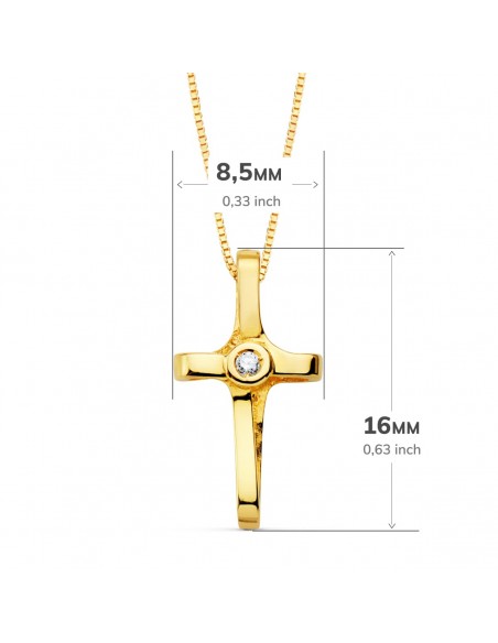 18K GARGANTILLA CRUZ 16 X 8,5MM.1 DIAMANTE 0,015QT.CADENA VENECIANA 45CM. G-VS2