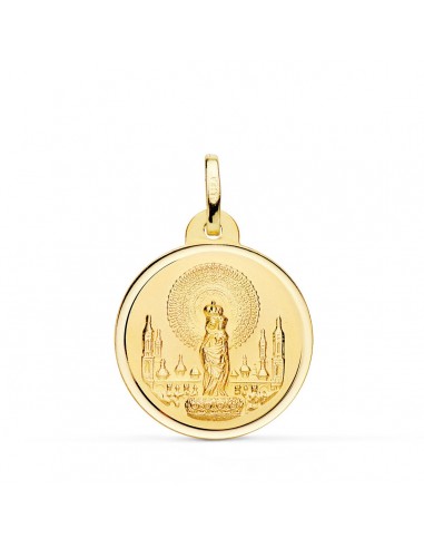 18K MEDALLA ORO AMARILLO VIRGEN DEL PILAR BISEL 22 MM