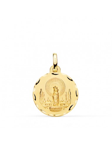 18K MEDALLA ORO AMARILLO VIRGEN DEL PILAR TALLADA 18 MM