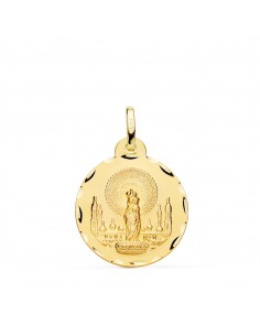 18K MEDALLA ORO AMARILLO VIRGEN DEL PILAR TALLADA 20 MM
