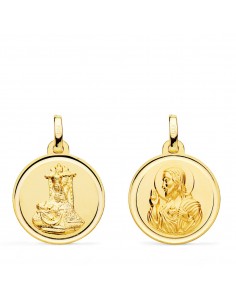 18K MEDALLA ORO AMARILLO VIRGEN ANGUSTIAS-CORAZON JESUS 18MM