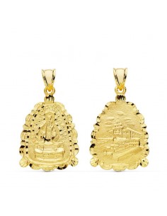 18K MEDALLA ORO AMARILLO VIRGEN DE LA CABEZA ANDUJAR CON SANTUARIO 28X22 MM