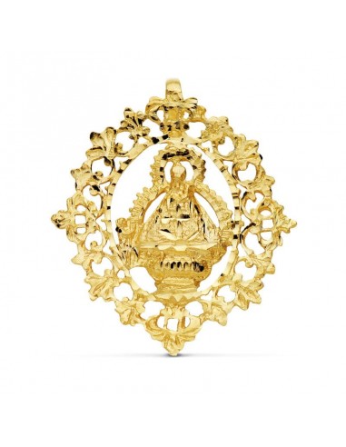 18K MEDALLA ORO AMARILLO VIRGEN DE LA CABEZA CON CERCO FILIGRANA 36 X 32 MM