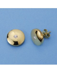 18K PENDIENTES REDONDOS CIRCONITAS. 11 MM.
