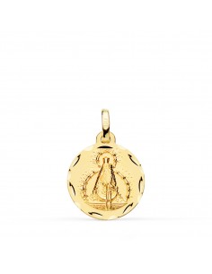 18K MEDALLA ORO AMARILLO VIRGEN DE LA CABEZA TALLADA 16 MM