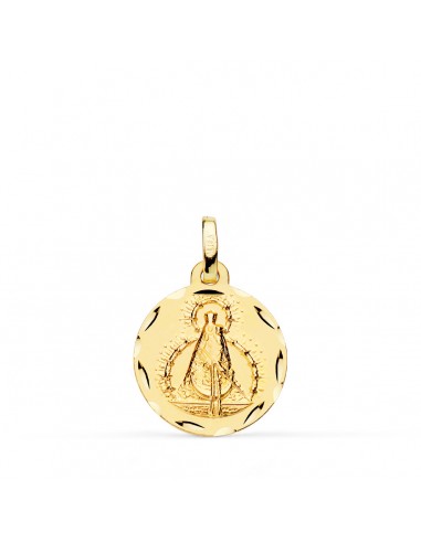 18K MEDALLA ORO AMARILLO VIRGEN DE LA CABEZA TALLADA 16 MM