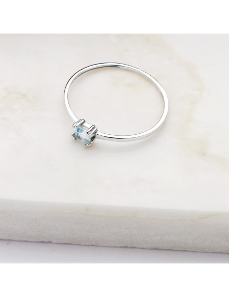 18K SORTIJA ORO AMARILLO AGUA MARINA NATURAL 4X3 MM O.A.CUERPO 1.10 MM