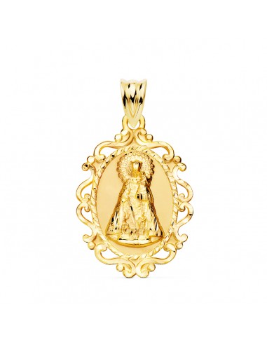 18K MEDALLA ORO AMARILLO VIRGEN DE LOS DESAMPARADOS CERCO 31X21 MM