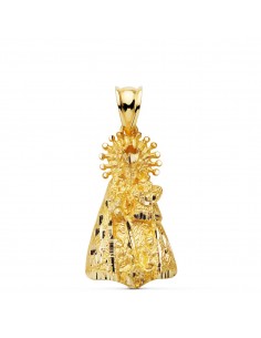 18K MEDALLA COLGANTE ORO AMARILLO VIRGEN DE LOS DESAMPARADOS SILUETA 23 X14 MM