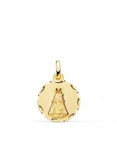 18K MEDALLA ORO AMARILLO VIRGEN DE LOS DESAMPARADOS TALLADA 16 MM