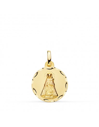 18K MEDALLA ORO AMARILLO VIRGEN DE LOS DESAMPARADOS TALLADA 16 MM