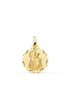 18K MEDALLA ORO AMARILLO VIRGEN DE LOS DESAMPARADOS TALLADA 16 MM