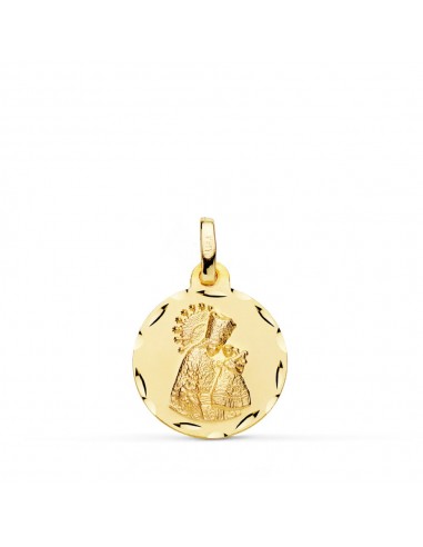 18K MEDALLA ORO AMARILLO VIRGEN DE LOS DESAMPARADOS TALLADA 16 MM
