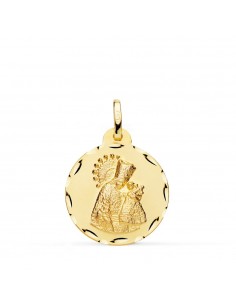 18K MEDALLA ORO AMARILLO VIRGEN DE LOS DESAMPARADOS TALLADA 20 MM