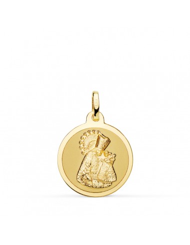 18K MEDALLA ORO AMARILLO VIRGEN DE LOS DESAMPARADOS BRILLO 16 MM