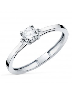 18K SOLITARIO ORO BLANCO 4 GARRAS CON DIAMANTE LABORATORIO 0 30 QTES. G - VS1