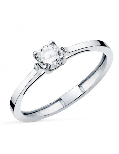 18K SOLITARIO ORO BLANCO 4 GARRAS CON DIAMANTE LABORATORIO 0 30 QTES. G - VS1