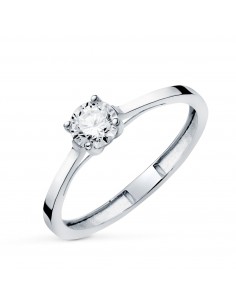 18K SOLITARIO ORO BLANCO 4 GARRAS CON DIAMANTE LABORATORIO 0 50 QTES. G - VS1