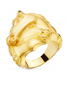 18K SELLO ORO AMARILLO MACIZO CABALLOS ENTRELAZADOS. ANCHO 28 MM