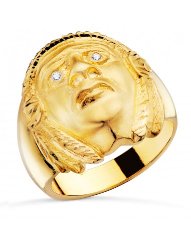 18K SELLO ORO AMARILLO INDIO AMERICANO ANCHO TOTAL 20 MM