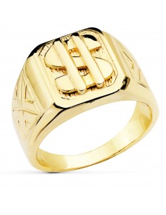 18K SELLO ORO AMARILLO MACIZO DOLAR CUADRADO. ANCHO 16 MM