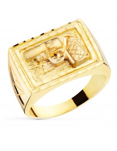 18K SELLO ORO AMARILLO CABALLERO PISTOLA TALLADA RECTANGULAR 21X16 MM