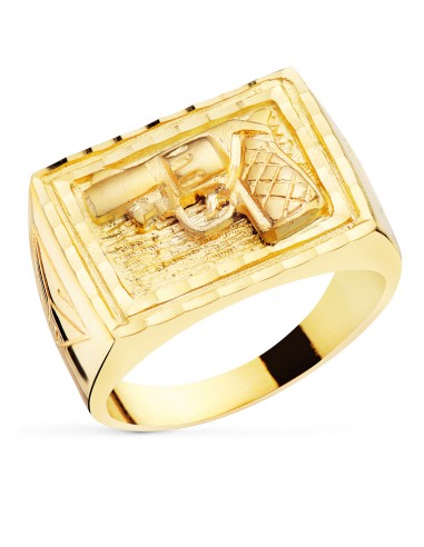 18K SELLO ORO AMARILLO CABALLERO PISTOLA TALLADA RECTANGULAR 21X16 MM
