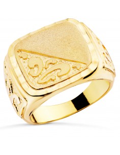 18K SELLO ORO AMARILLO CABALLERO MACIZO TALLADO BRILLO CABEZA: 20X19 MM