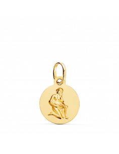 18K MEDALLA ORO AMARILLO HOROSCOPO ORO AMARILLO ORO AMARILLO ACUARIO MATIZADA 13 MM
