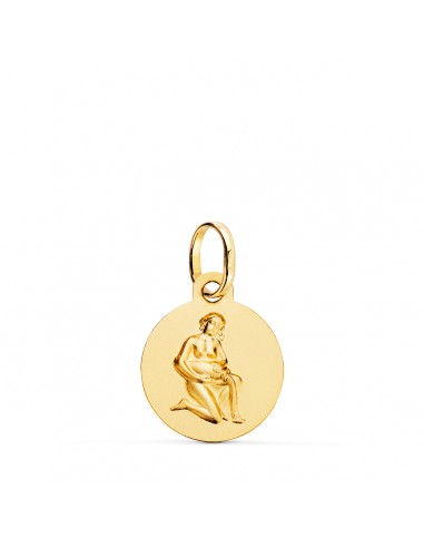 18K MEDALLA ORO AMARILLO HOROSCOPO ORO AMARILLO ORO AMARILLO ACUARIO MATIZADA 13 MM