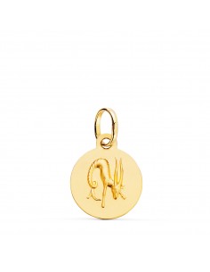 18K MEDALLA ORO AMARILLO HOROSCOPO ORO AMARILLO ORO AMARILLO CAPRICORNIO MATIZADA 13 MM