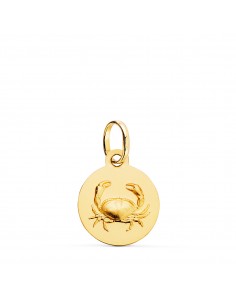 18K MEDALLA ORO AMARILLO HOROSCOPO ORO AMARILLO ORO AMARILLO CANCER MATIZADA 13 MM