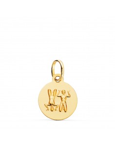 18K MEDALLA ORO AMARILLO HOROSCOPO ORO AMARILLO ORO AMARILLO GEMINIS MATIZADA 13 MM