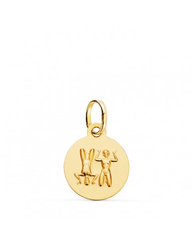 18K MEDALLA ORO AMARILLO HOROSCOPO ORO AMARILLO ORO AMARILLO GEMINIS MATIZADA 13 MM