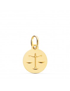 18K MEDALLA ORO AMARILLO HOROSCOPO ORO AMARILLO ORO AMARILLO LIBRA MATIZADA 13 MM