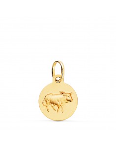 18K MEDALLA ORO AMARILLO HOROSCOPO ORO AMARILLO ORO AMARILLO TAURO MATIZADA 13 MM