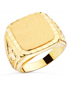 18K SELLO ORO AMARILLO CABALLERO MACIZO TALLADO ZONA GRABADO 18X16 MM