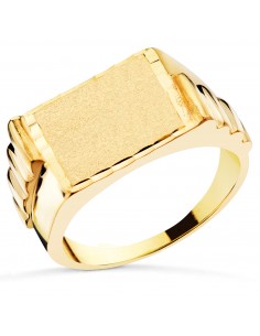 18K SELLO ORO AMARILLO CABALLERO MACIZO CUADRADO 12 X 14MM
