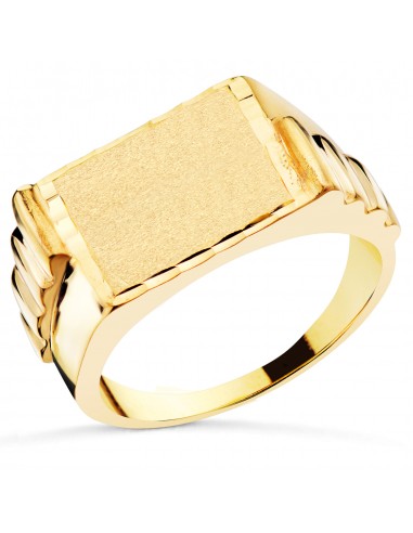 18K SELLO ORO AMARILLO CABALLERO MACIZO CUADRADO 12 X 14MM