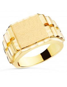 18K SELLO ORO AMARILLO CABALLERO CUADRADO TIPO ROLEX. ZONA GRABADO: 14X14 MM